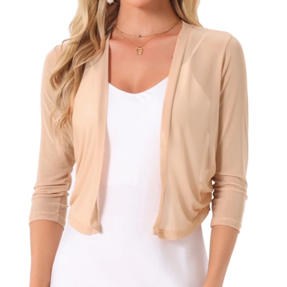 Women’s Chiffon 3/4 Sleeve Open Front Bolero